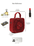 Rosette Beaded Bag - Red/Maroon