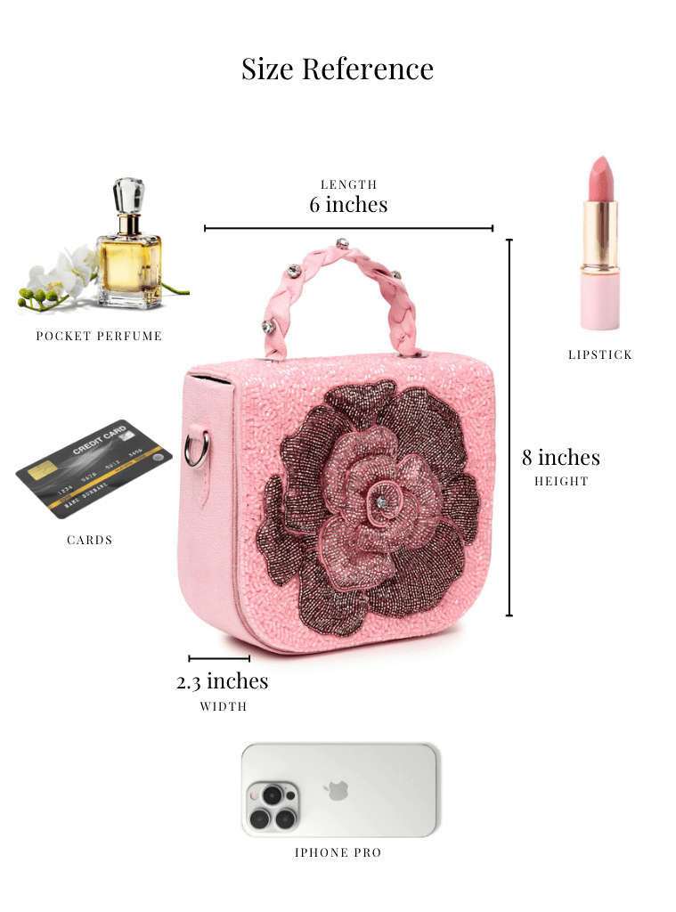Rosette Beaded Bag - Pink