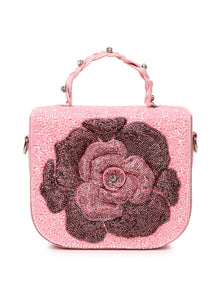 Rosette Beaded Bag - Pink