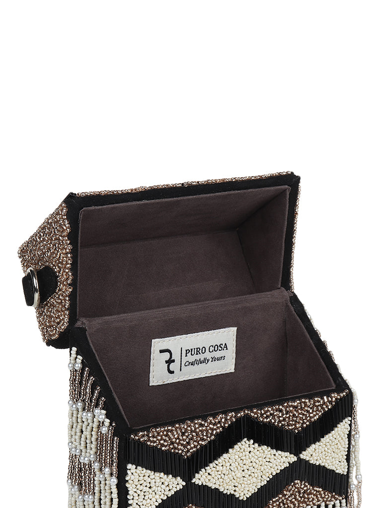 Petunia beaded box bag - Black